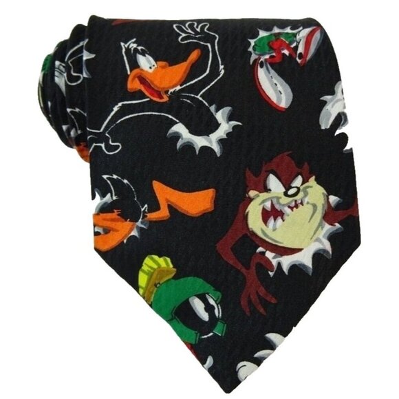 Looney Tunes Tie Mens Necktie Novelty Whimsical Retro Pop Culture 1990s Cartoon - Picture 1 of 3
